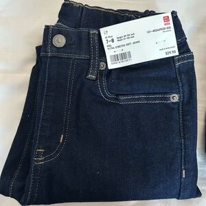 Uniqlo kids ultra stretch soft jeans blue 7-8 new